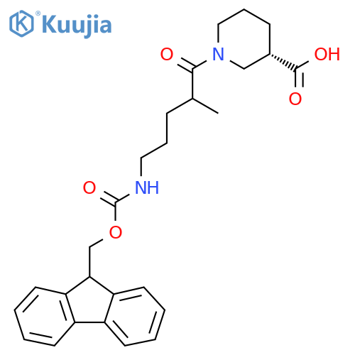 (3S)-1-5-({(9H-fluoren-9-yl)methoxycarbonyl}amino)-2-methylpentanoylpiperidine-3-carboxylic acid structure