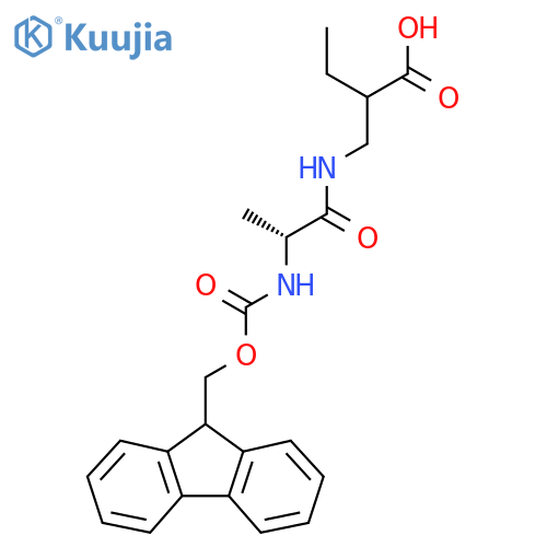 2-{(2R)-2-({(9H-fluoren-9-yl)methoxycarbonyl}amino)propanamidomethyl}butanoic acid structure