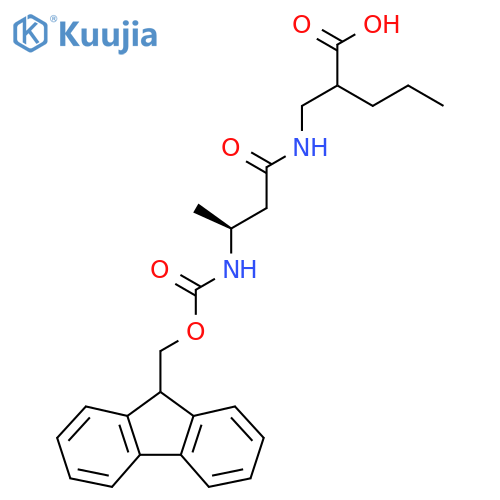 2-{(3S)-3-({(9H-fluoren-9-yl)methoxycarbonyl}amino)butanamidomethyl}pentanoic acid structure