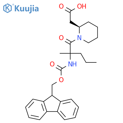 2-(2R)-1-2-({(9H-fluoren-9-yl)methoxycarbonyl}amino)-2-methylpentanoylpiperidin-2-ylacetic acid structure