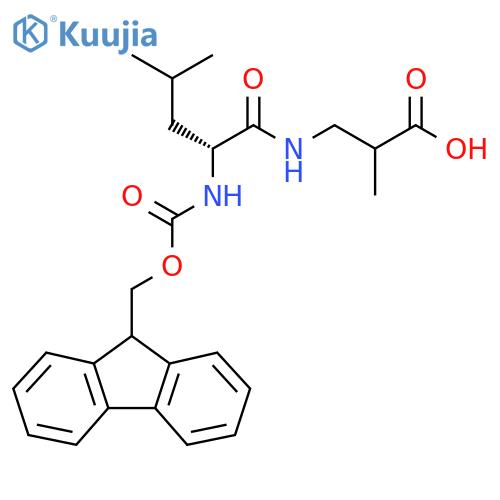 3-[(2R)-2-({[(9H-fluoren-9-yl)methoxy]carbonyl}amino)-4-methylpentanamido]-2-methylpropanoic acid structure