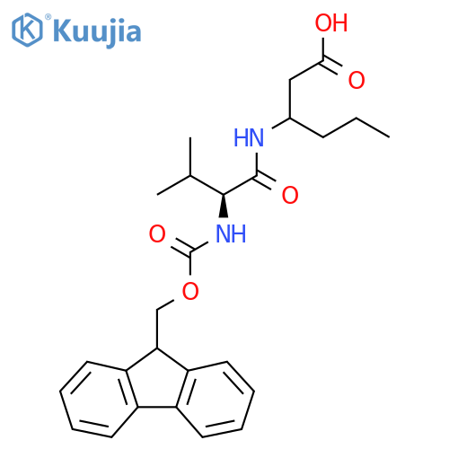 3-(2S)-2-({(9H-fluoren-9-yl)methoxycarbonyl}amino)-3-methylbutanamidohexanoic acid structure