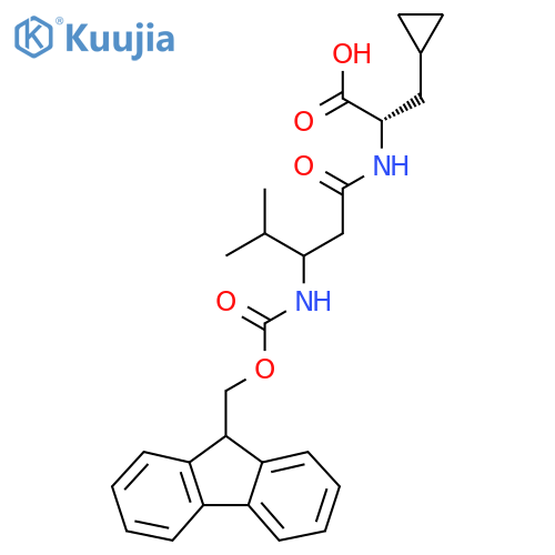(2S)-3-cyclopropyl-2-3-({(9H-fluoren-9-yl)methoxycarbonyl}amino)-4-methylpentanamidopropanoic acid structure