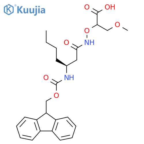 2-{(3S)-3-({(9H-fluoren-9-yl)methoxycarbonyl}amino)heptanamidooxy}-3-methoxypropanoic acid structure