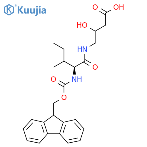 4-(2S)-2-({(9H-fluoren-9-yl)methoxycarbonyl}amino)-3-methylpentanamido-3-hydroxybutanoic acid structure