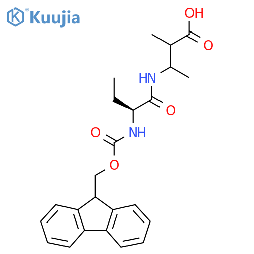 3-(2S)-2-({(9H-fluoren-9-yl)methoxycarbonyl}amino)butanamido-2-methylbutanoic acid structure
