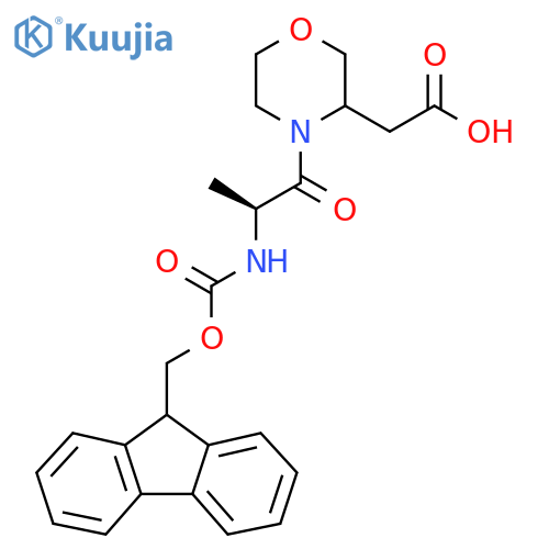 2-{4-(2S)-2-({(9H-fluoren-9-yl)methoxycarbonyl}amino)propanoylmorpholin-3-yl}acetic acid structure