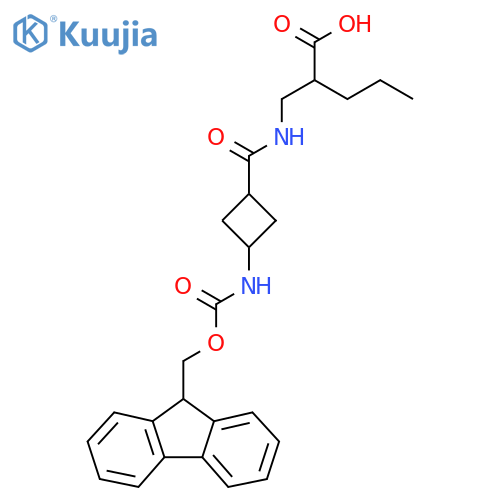 2-({(1r,3r)-3-({(9H-fluoren-9-yl)methoxycarbonyl}amino)cyclobutylformamido}methyl)pentanoic acid structure