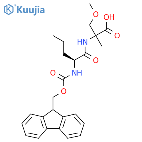 2-(2S)-2-({(9H-fluoren-9-yl)methoxycarbonyl}amino)pentanamido-3-methoxy-2-methylpropanoic acid structure