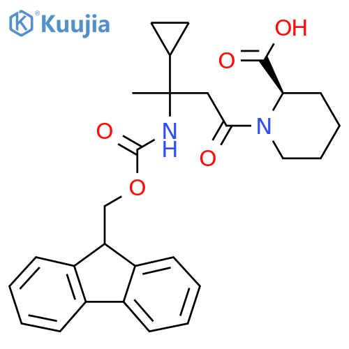 (2R)-1-3-cyclopropyl-3-({(9H-fluoren-9-yl)methoxycarbonyl}amino)butanoylpiperidine-2-carboxylic acid structure