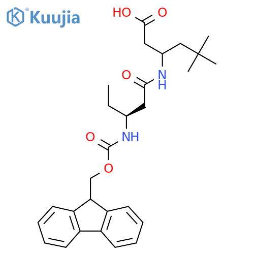 3-(3S)-3-({(9H-fluoren-9-yl)methoxycarbonyl}amino)pentanamido-5,5-dimethylhexanoic acid structure