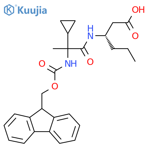 (3S)-3-2-cyclopropyl-2-({(9H-fluoren-9-yl)methoxycarbonyl}amino)propanamidohexanoic acid structure