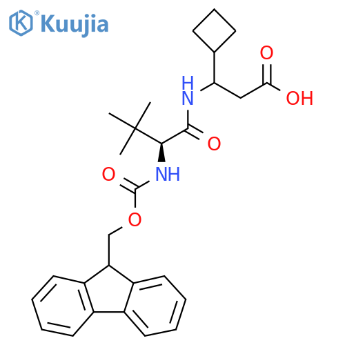 3-cyclobutyl-3-(2S)-2-({(9H-fluoren-9-yl)methoxycarbonyl}amino)-3,3-dimethylbutanamidopropanoic acid structure