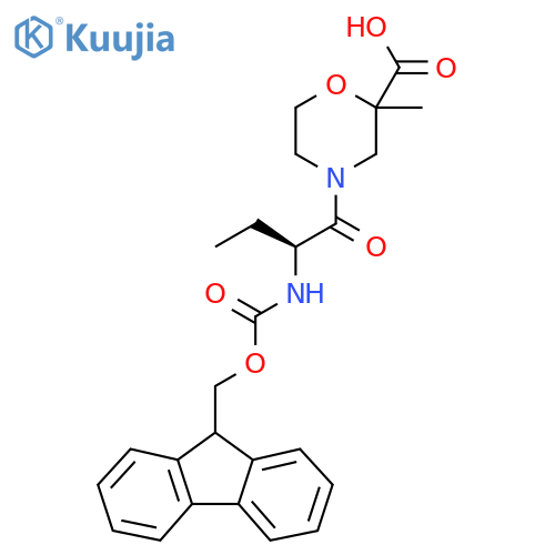 4-(2S)-2-({(9H-fluoren-9-yl)methoxycarbonyl}amino)butanoyl-2-methylmorpholine-2-carboxylic acid structure