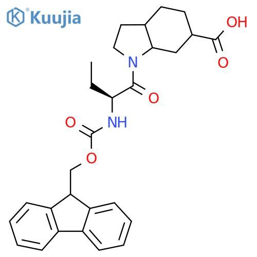 1-(2S)-2-({(9H-fluoren-9-yl)methoxycarbonyl}amino)butanoyl-octahydro-1H-indole-6-carboxylic acid structure