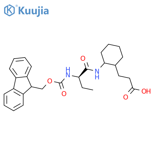 3-{2-(2R)-2-({(9H-fluoren-9-yl)methoxycarbonyl}amino)butanamidocyclohexyl}propanoic acid structure