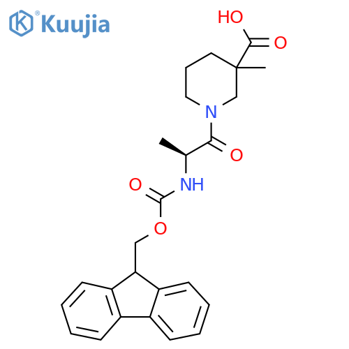 1-(2S)-2-({(9H-fluoren-9-yl)methoxycarbonyl}amino)propanoyl-3-methylpiperidine-3-carboxylic acid structure