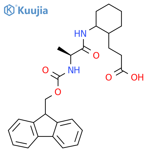 3-{2-(2S)-2-({(9H-fluoren-9-yl)methoxycarbonyl}amino)propanamidocyclohexyl}propanoic acid structure