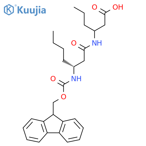 3-(3R)-3-({(9H-fluoren-9-yl)methoxycarbonyl}amino)heptanamidohexanoic acid structure