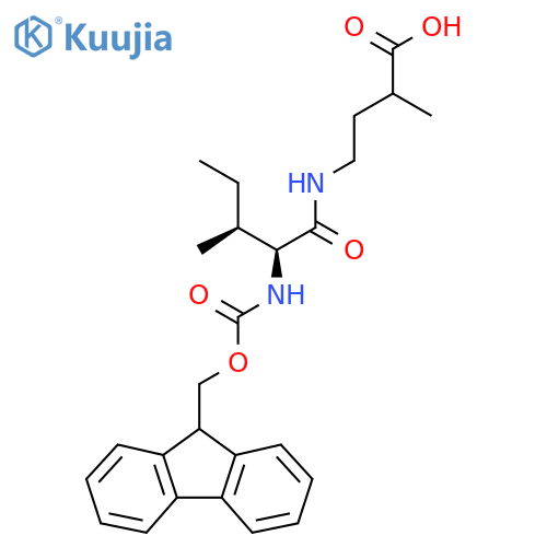 4-(2S,3S)-2-({(9H-fluoren-9-yl)methoxycarbonyl}amino)-3-methylpentanamido-2-methylbutanoic acid structure