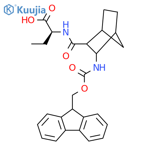 (2S)-2-{3-({(9H-fluoren-9-yl)methoxycarbonyl}amino)bicyclo2.2.1heptan-2-ylformamido}butanoic acid structure