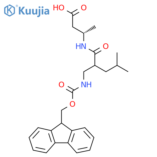 (3S)-3-{2-({(9H-fluoren-9-yl)methoxycarbonyl}amino)methyl-4-methylpentanamido}butanoic acid structure