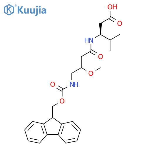 (3S)-3-4-({(9H-fluoren-9-yl)methoxycarbonyl}amino)-3-methoxybutanamido-4-methylpentanoic acid structure