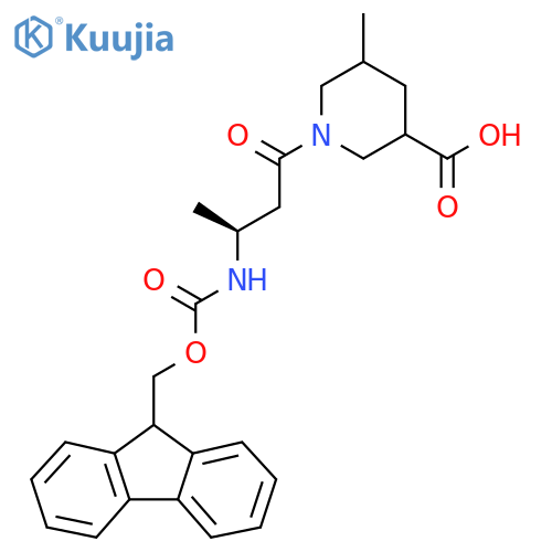 1-(3S)-3-({(9H-fluoren-9-yl)methoxycarbonyl}amino)butanoyl-5-methylpiperidine-3-carboxylic acid structure