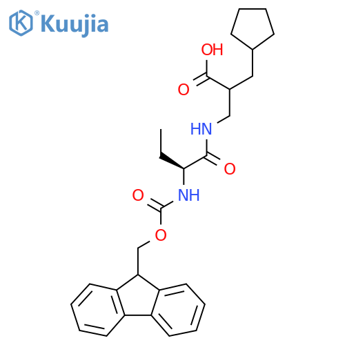 2-(cyclopentylmethyl)-3-(2S)-2-({(9H-fluoren-9-yl)methoxycarbonyl}amino)butanamidopropanoic acid structure