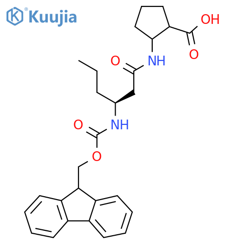 2-(3S)-3-({(9H-fluoren-9-yl)methoxycarbonyl}amino)hexanamidocyclopentane-1-carboxylic acid structure