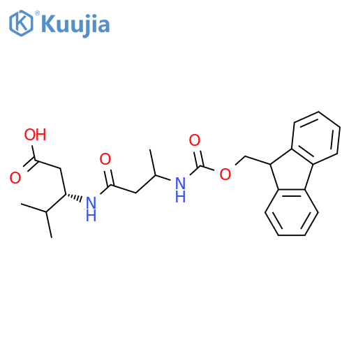 (3S)-3-3-({(9H-fluoren-9-yl)methoxycarbonyl}amino)butanamido-4-methylpentanoic acid structure