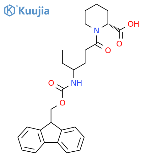 (2R)-1-4-({(9H-fluoren-9-yl)methoxycarbonyl}amino)hexanoylpiperidine-2-carboxylic acid structure