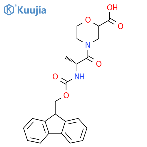4-(2R)-2-({(9H-fluoren-9-yl)methoxycarbonyl}amino)propanoylmorpholine-2-carboxylic acid structure