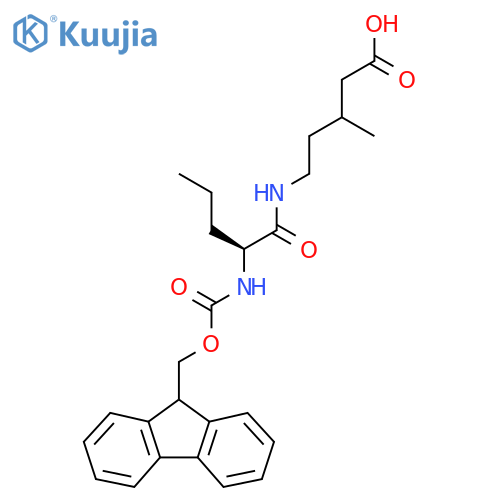 5-(2S)-2-({(9H-fluoren-9-yl)methoxycarbonyl}amino)pentanamido-3-methylpentanoic acid structure