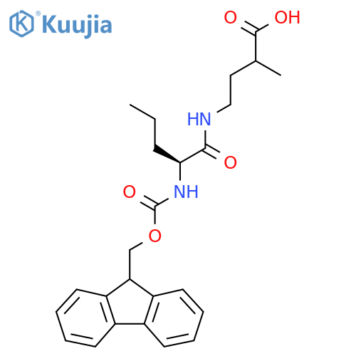 4-(2S)-2-({(9H-fluoren-9-yl)methoxycarbonyl}amino)pentanamido-2-methylbutanoic acid structure