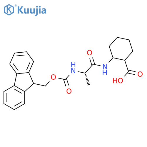 2-(2S)-2-({(9H-fluoren-9-yl)methoxycarbonyl}amino)propanamidocyclohexane-1-carboxylic acid structure