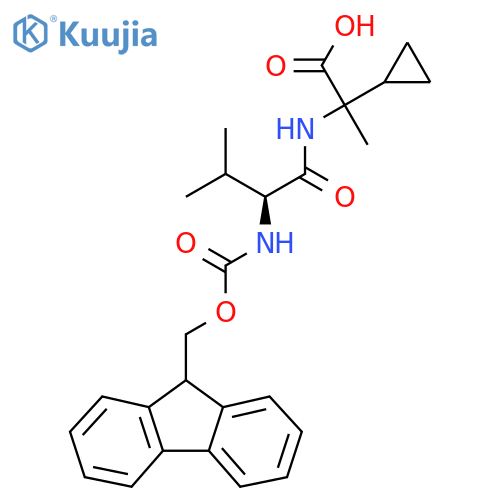 2-cyclopropyl-2-(2S)-2-({(9H-fluoren-9-yl)methoxycarbonyl}amino)-3-methylbutanamidopropanoic acid structure