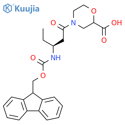 4-(3S)-3-({(9H-fluoren-9-yl)methoxycarbonyl}amino)pentanoylmorpholine-2-carboxylic acid structure