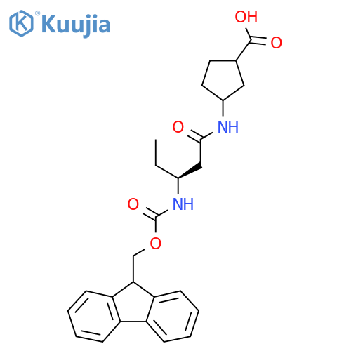 3-(3S)-3-({(9H-fluoren-9-yl)methoxycarbonyl}amino)pentanamidocyclopentane-1-carboxylic acid structure