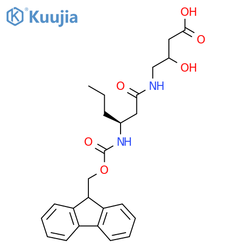 4-(3S)-3-({(9H-fluoren-9-yl)methoxycarbonyl}amino)hexanamido-3-hydroxybutanoic acid structure