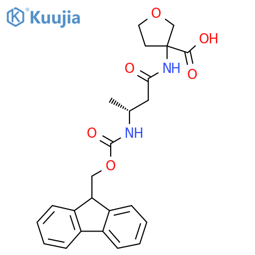 3-(3R)-3-({(9H-fluoren-9-yl)methoxycarbonyl}amino)butanamidooxolane-3-carboxylic acid structure