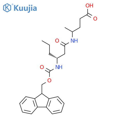 4-(3R)-3-({(9H-fluoren-9-yl)methoxycarbonyl}amino)hexanamidopentanoic acid structure