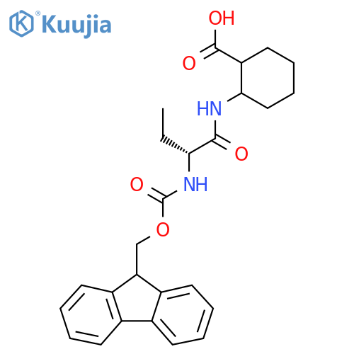 2-(2R)-2-({(9H-fluoren-9-yl)methoxycarbonyl}amino)butanamidocyclohexane-1-carboxylic acid structure