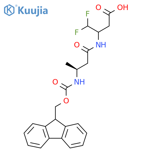 3-(3S)-3-({(9H-fluoren-9-yl)methoxycarbonyl}amino)butanamido-4,4-difluorobutanoic acid structure