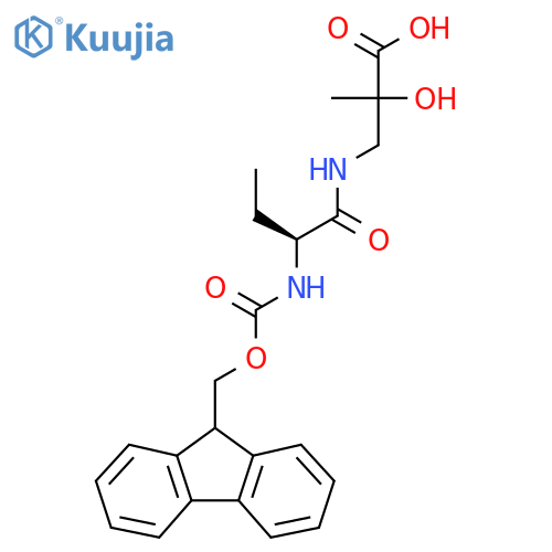 3-(2S)-2-({(9H-fluoren-9-yl)methoxycarbonyl}amino)butanamido-2-hydroxy-2-methylpropanoic acid structure