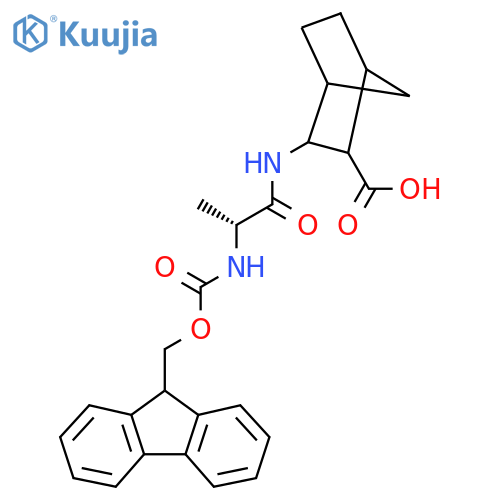 3-(2R)-2-({(9H-fluoren-9-yl)methoxycarbonyl}amino)propanamidobicyclo2.2.1heptane-2-carboxylic acid structure