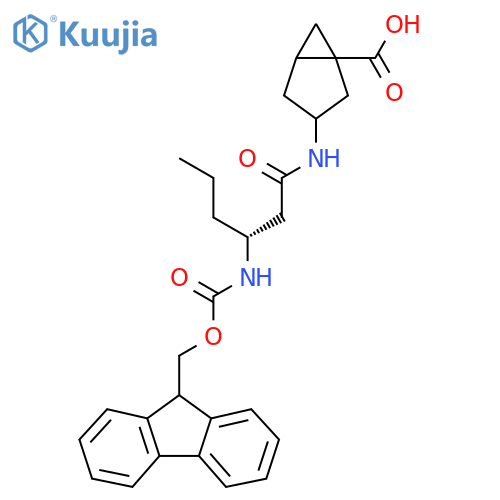 3-(3R)-3-({(9H-fluoren-9-yl)methoxycarbonyl}amino)hexanamidobicyclo3.1.0hexane-1-carboxylic acid structure