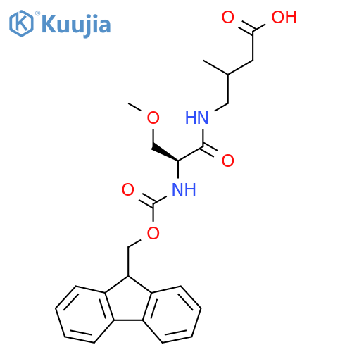 4-(2S)-2-({(9H-fluoren-9-yl)methoxycarbonyl}amino)-3-methoxypropanamido-3-methylbutanoic acid structure