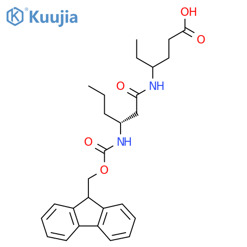 4-(3R)-3-({(9H-fluoren-9-yl)methoxycarbonyl}amino)hexanamidohexanoic acid structure