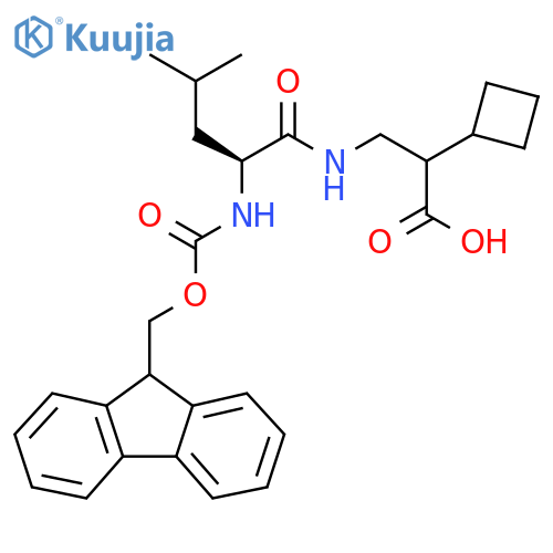 2-cyclobutyl-3-(2S)-2-({(9H-fluoren-9-yl)methoxycarbonyl}amino)-4-methylpentanamidopropanoic acid structure